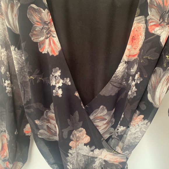 All Saints Jade Eden Dress - Mini Dark Floral Wrap Dress - Size Medium - Picture 9 of 12